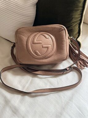 Gucci Blush Pebbled Leather Crossbody with Tassel